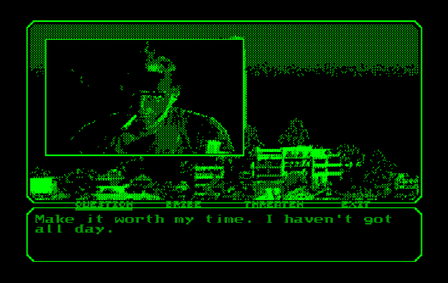 Mean Streets IBM PC/Compatibles Screenshot: I may need to bribe this guy...