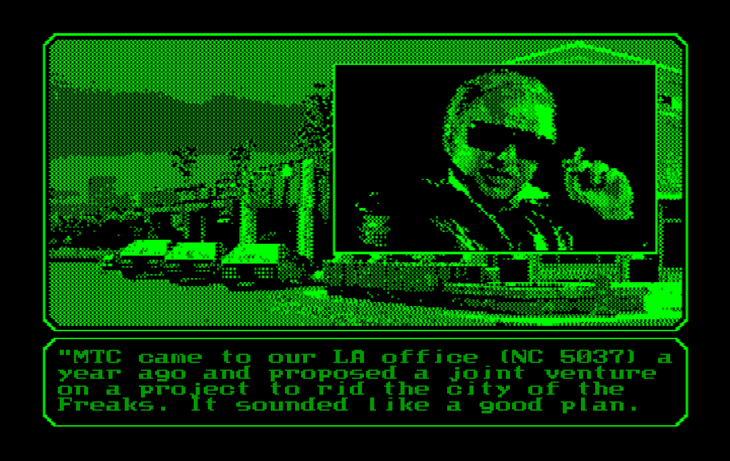 Mean Streets IBM PC/Compatibles Screenshot: More info on the mysterious MTC...