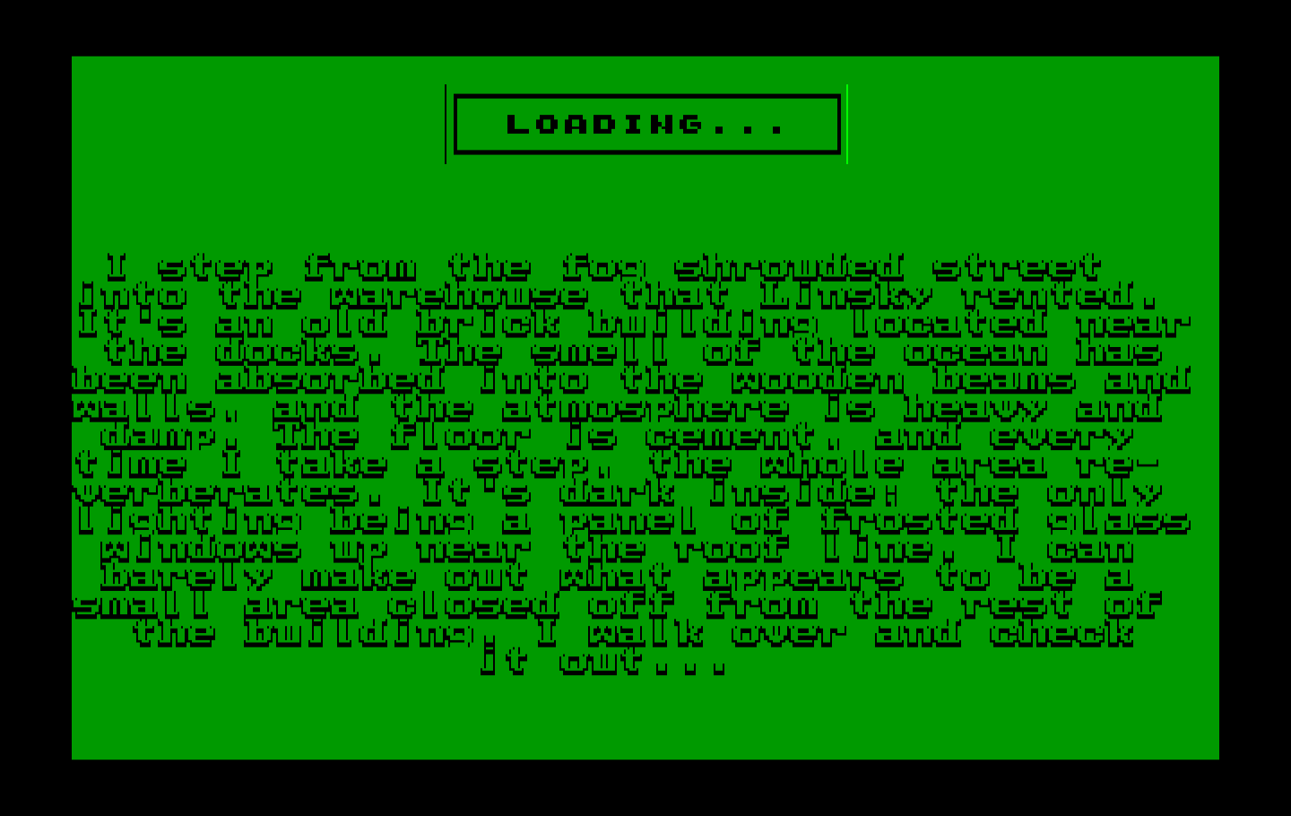 Mean Streets IBM PC/Compatibles Screenshot: Loading the next scene...