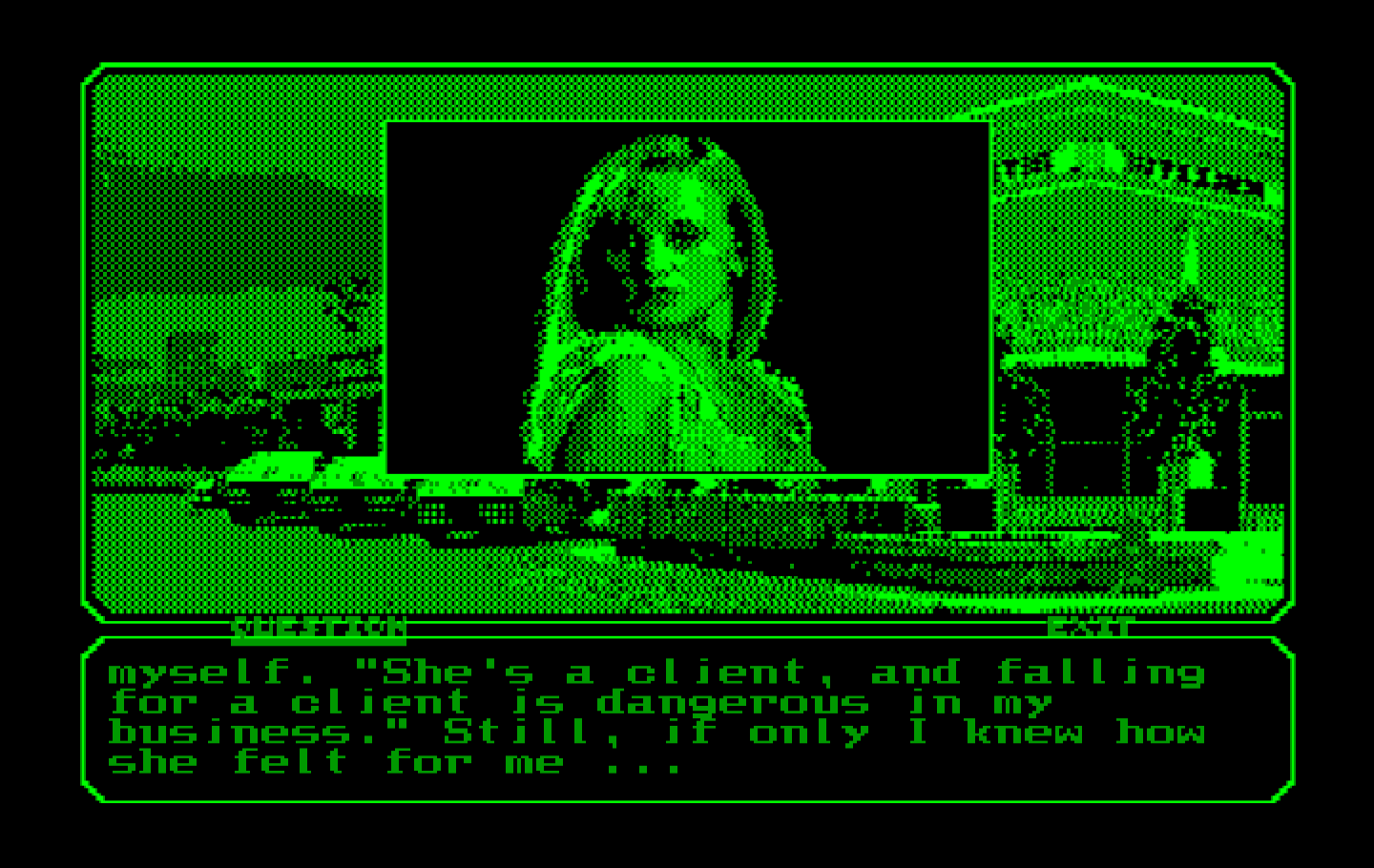 Mean Streets IBM PC/Compatibles Screenshot: About to talk with Sylvia.