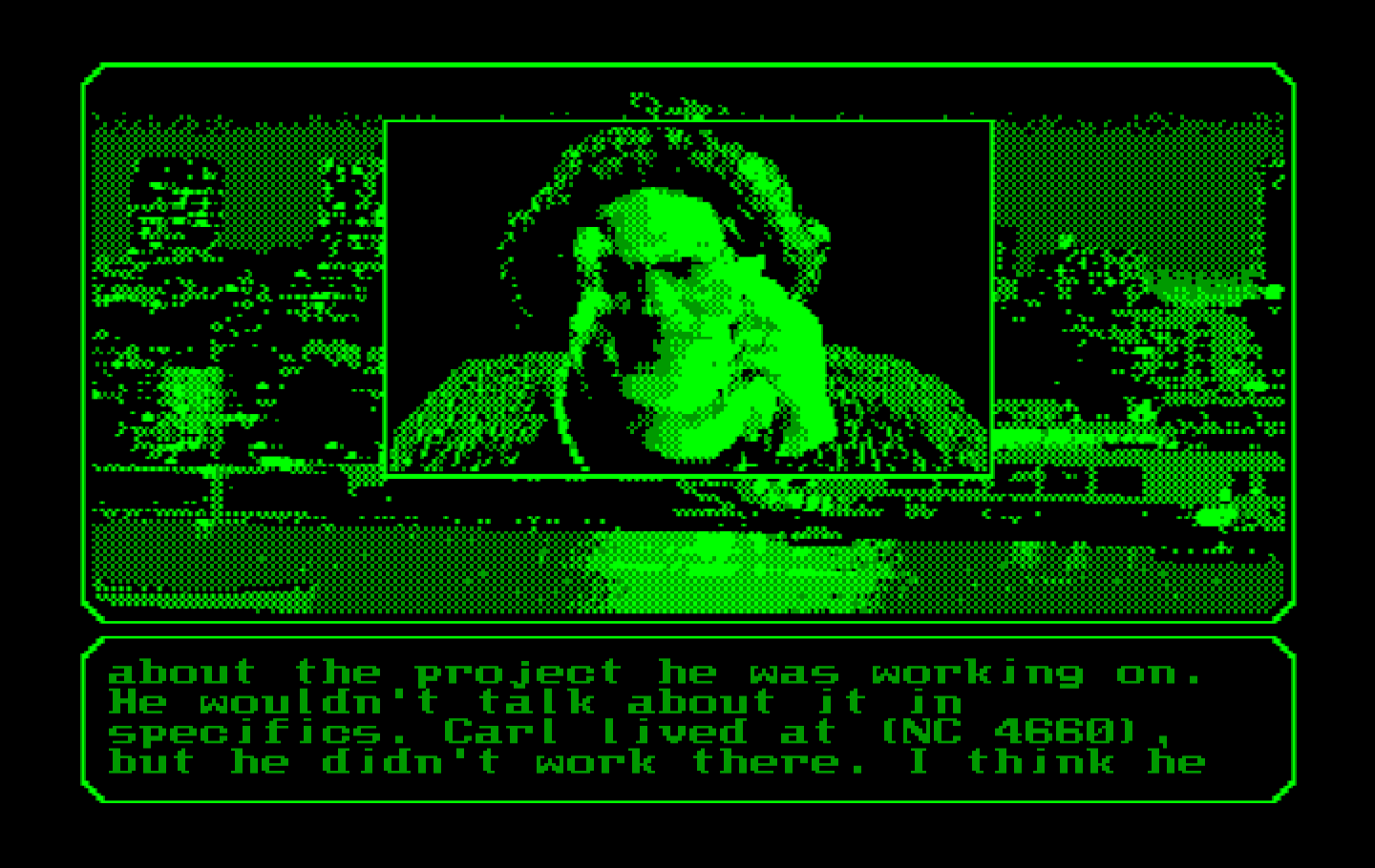 Mean Streets IBM PC/Compatibles Screenshot: Delores provides some information...