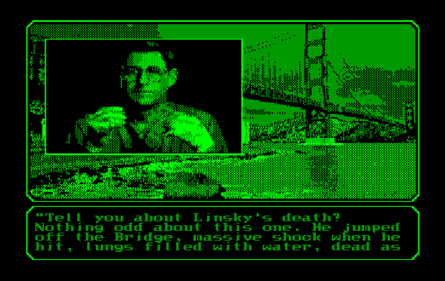 Mean Streets IBM PC/Compatibles Screenshot: You may be able to get some information from him...