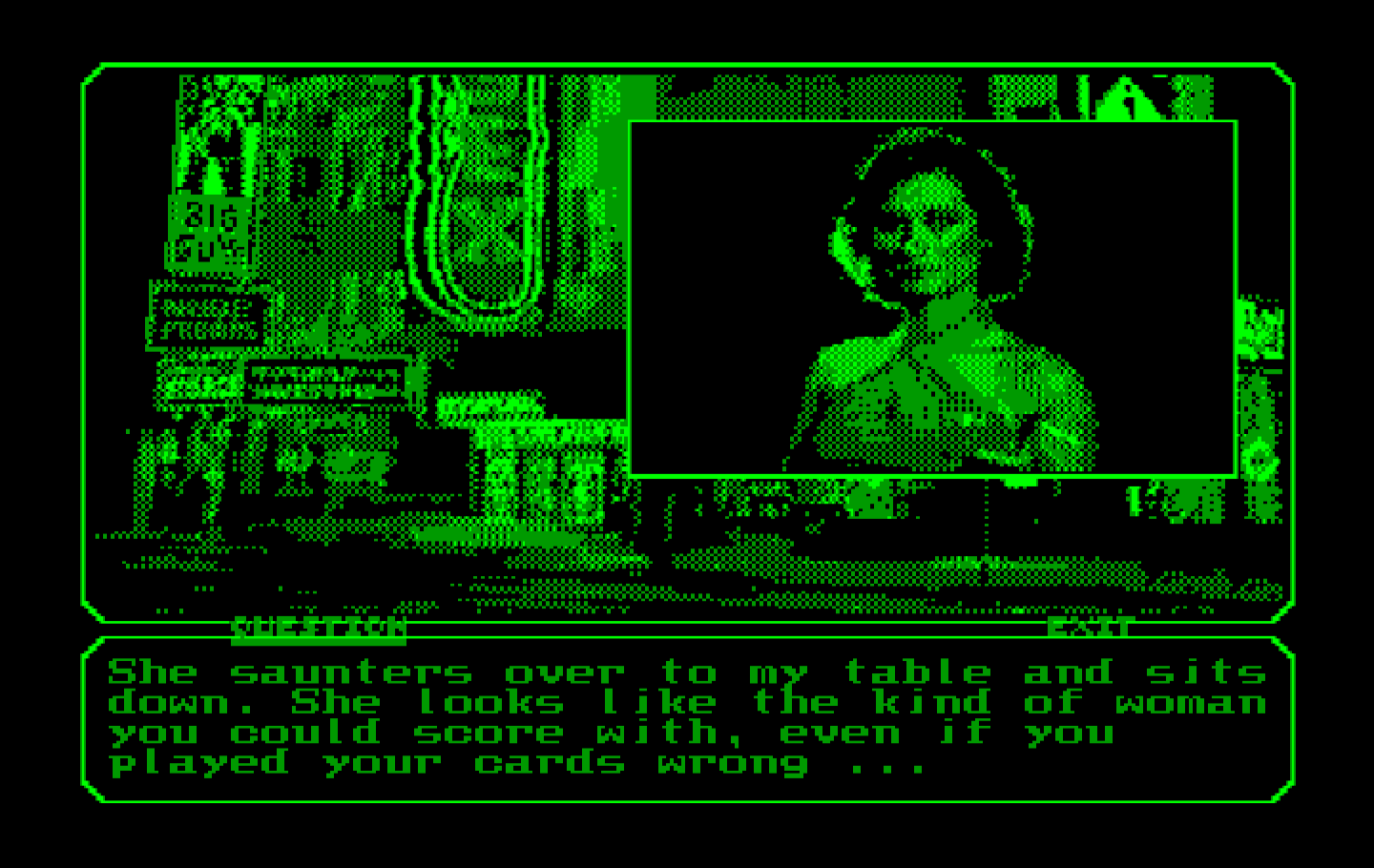 Mean Streets IBM PC/Compatibles Screenshot: Talking to Lola.