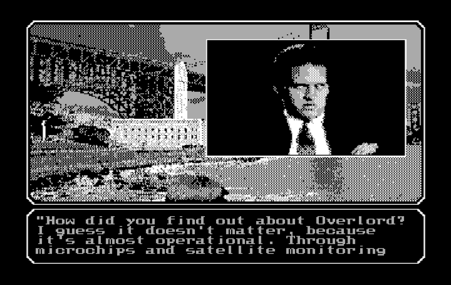 Mean Streets IBM PC/Compatibles Screenshot: Project Overlord? I don't like the sound of that!