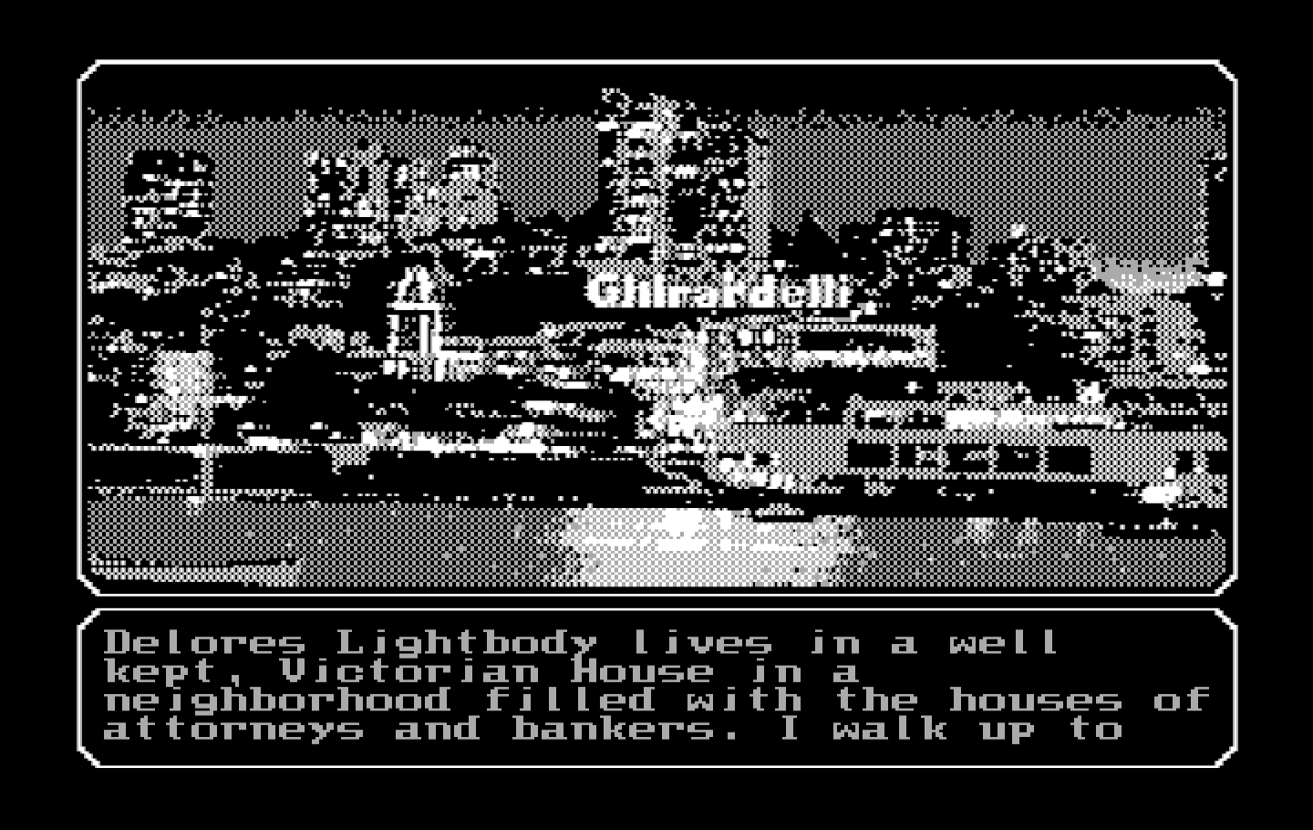 Mean Streets IBM PC/Compatibles Screenshot: Time to visit Delores Lightbody.