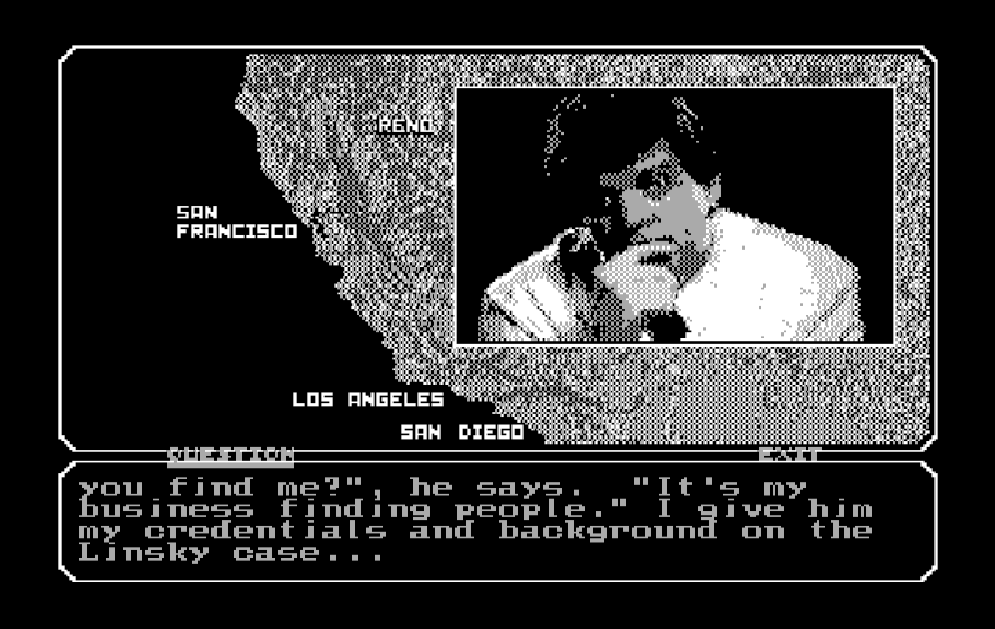 Mean Streets IBM PC/Compatibles Screenshot: Someone is surprised I found them!