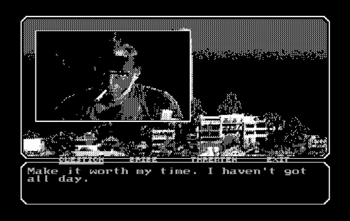 Mean Streets IBM PC/Compatibles Screenshot: I may need to bribe this guy...