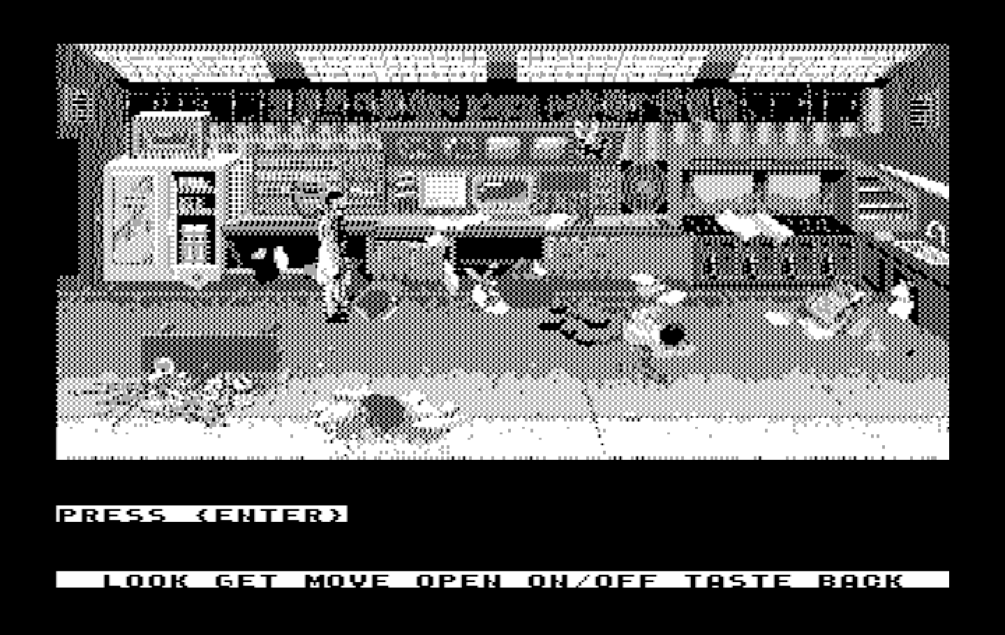 Mean Streets IBM PC/Compatibles Screenshot: This place is a mess! But are there any clues?