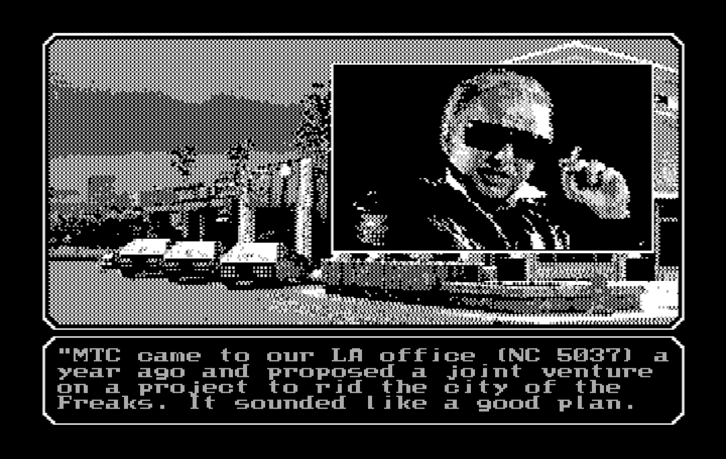 Mean Streets IBM PC/Compatibles Screenshot: More info on the mysterious MTC...