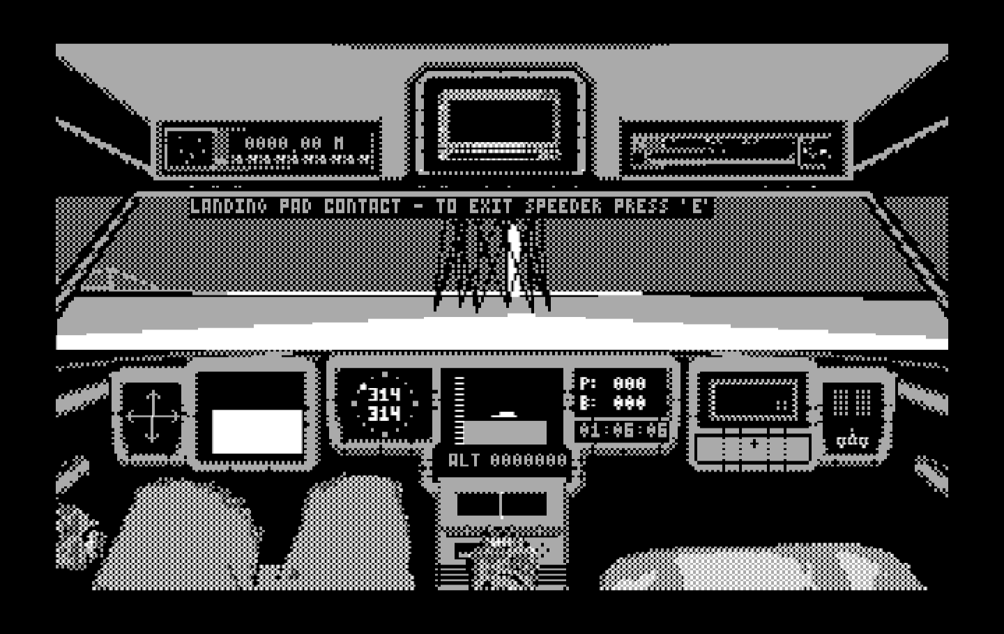 Mean Streets IBM PC/Compatibles Screenshot: I've landed the speeder...get out to go directly to the destination.