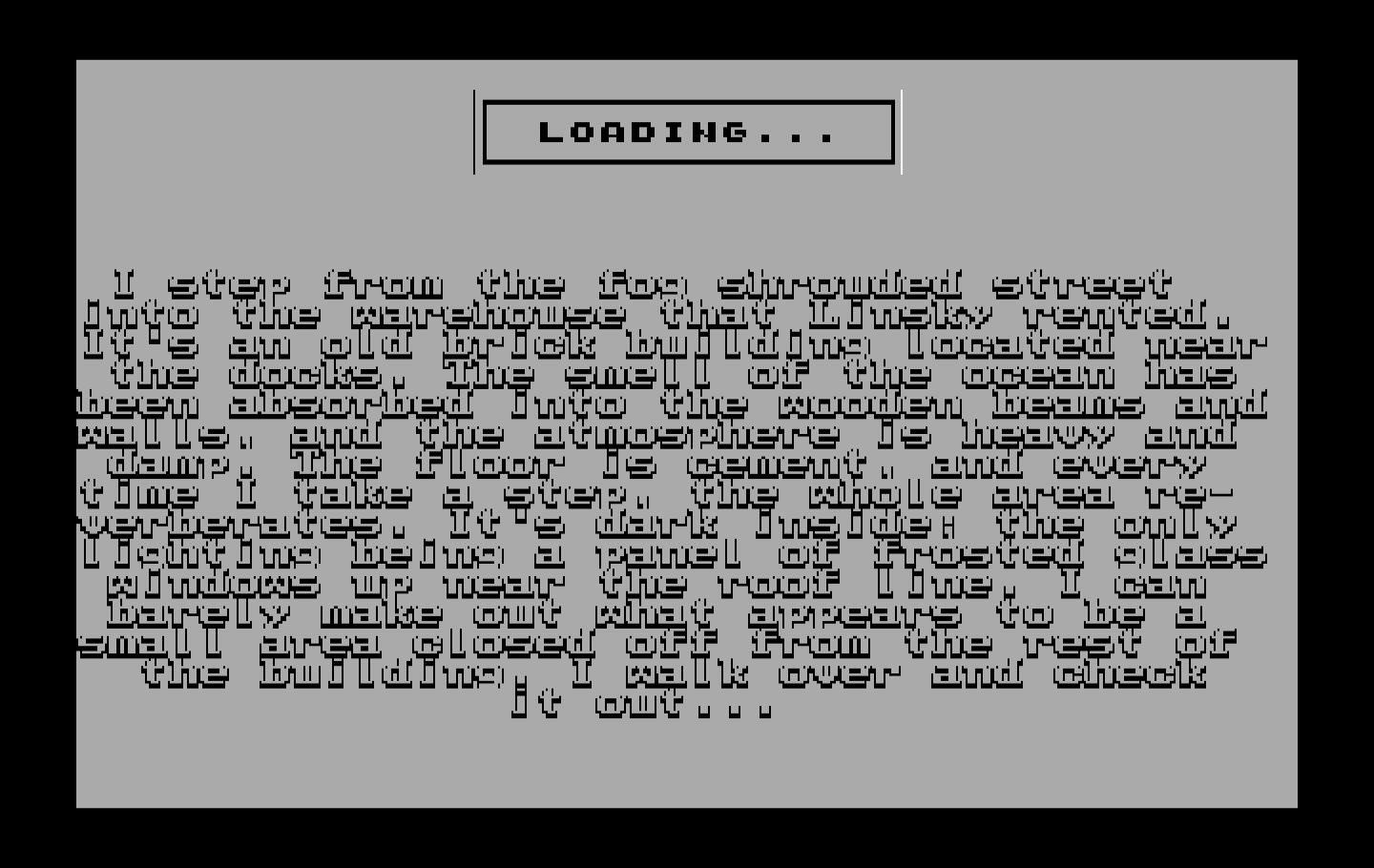 Mean Streets IBM PC/Compatibles Screenshot: Loading the next scene...