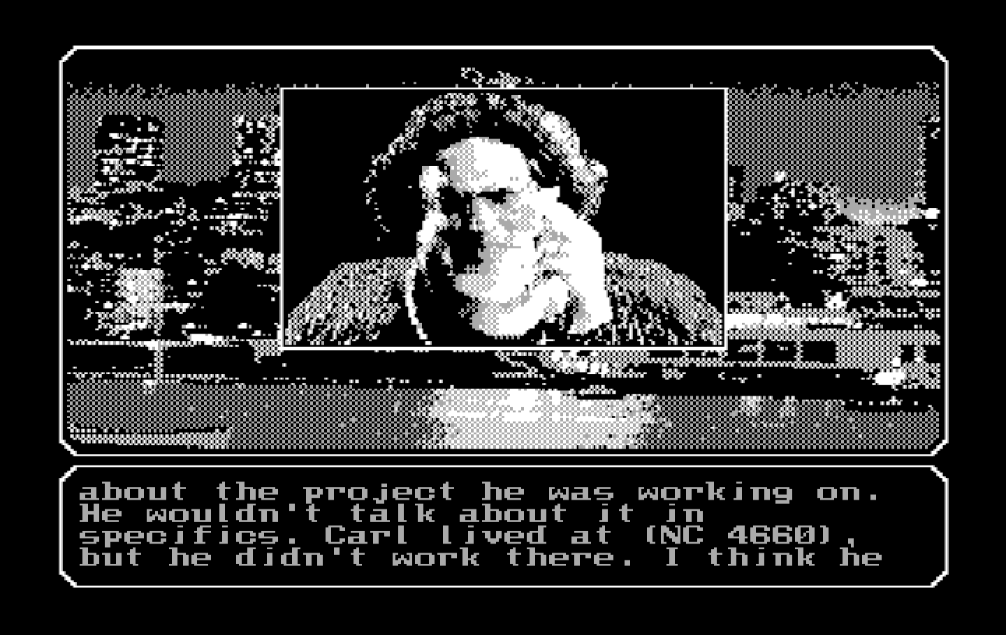 Mean Streets IBM PC/Compatibles Screenshot: Delores provides some information...
