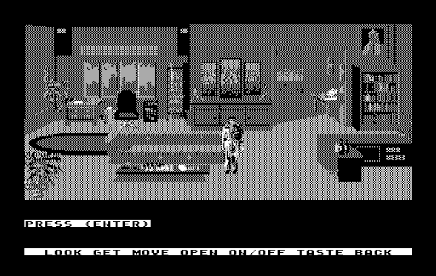 Mean Streets IBM PC/Compatibles Screenshot: Exploring an appartment.