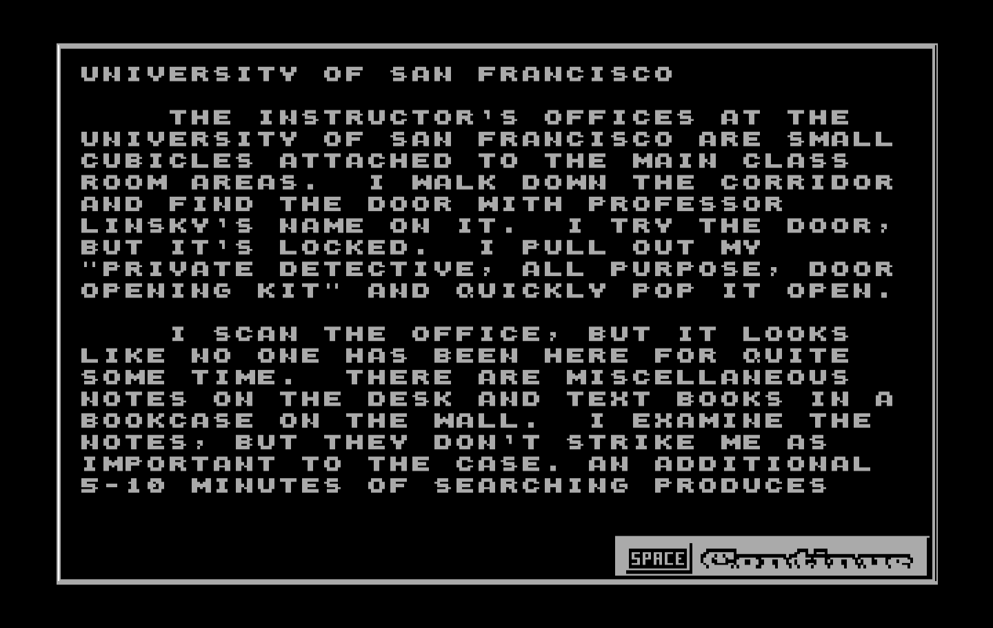 Mean Streets IBM PC/Compatibles Screenshot: Some locations don't have graphics, only text...