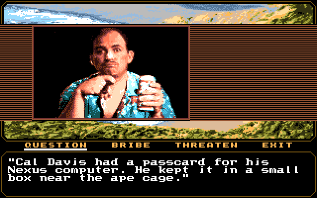 Mean Streets Amiga Screenshot: You'll need to locate all of the passcards and their passwords to win the game.