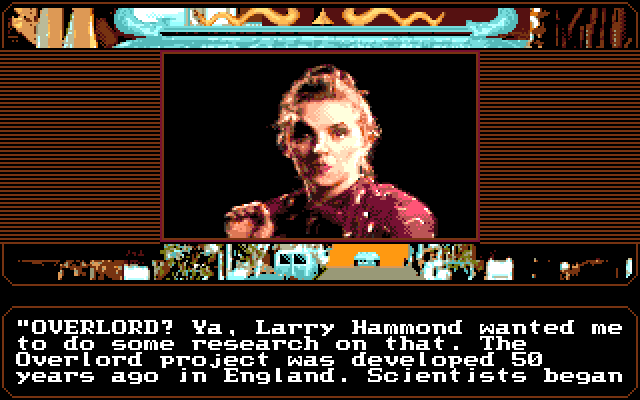 Mean Streets Amiga Screenshot: Project Overlord? That doesn't sound good...