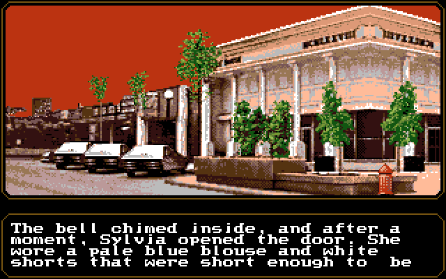Mean Streets Amiga Screenshot: Each location begins with a description.