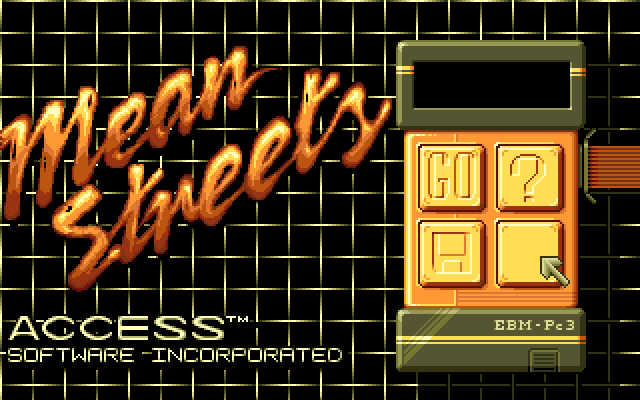 Mean Streets Amiga Screenshot: The main menu.