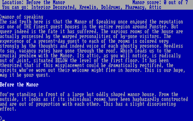 Nord and Bert Couldn't Make Head or Tail of It IBM PC/Compatibles Screenshot: In a manor of speaking...