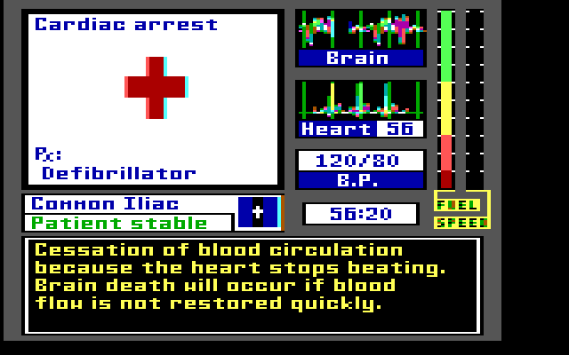 Laser Surgeon: The Microscopic Mission IBM PC/Compatibles Screenshot: Cardiac arrest? That can't be good!