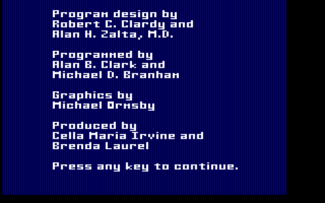 Laser Surgeon: The Microscopic Mission IBM PC/Compatibles Screenshot: Game credits.