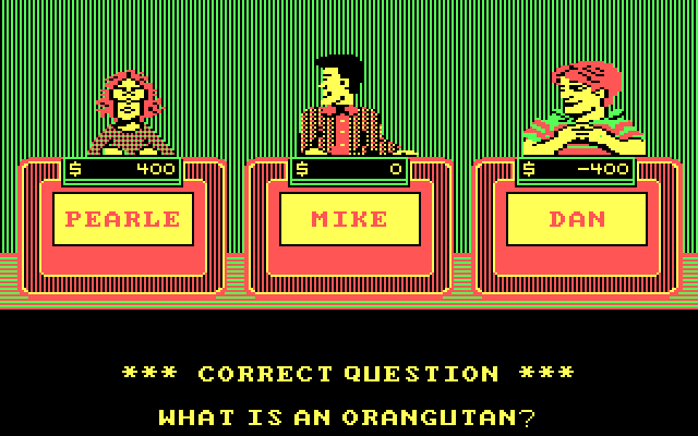 Jeopardy! IBM PC/Compatibles Screenshot: Player one is correct!