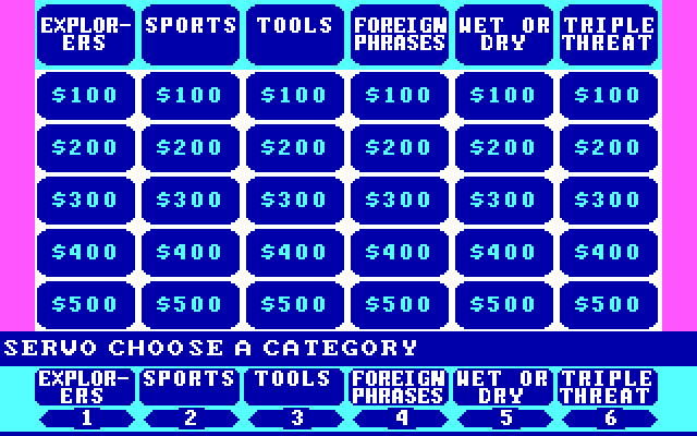 Jeopardy! IBM PC/Compatibles Screenshot: Select a category.