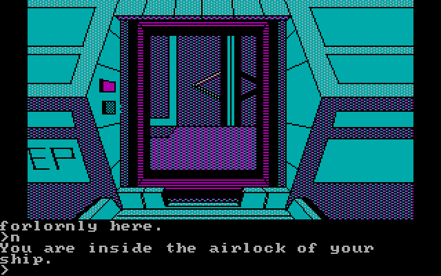 Oo-Topos IBM PC/Compatibles Screenshot: In the airlock...