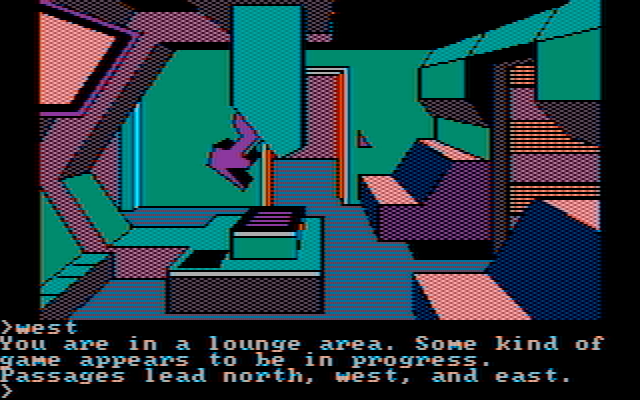Oo-Topos IBM PC/Compatibles Screenshot: Some kind of lounge area...