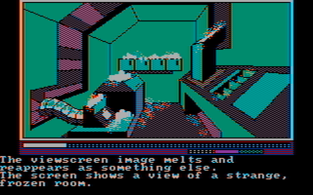 Oo-Topos IBM PC/Compatibles Screenshot: A strange frozen room...hmmm...