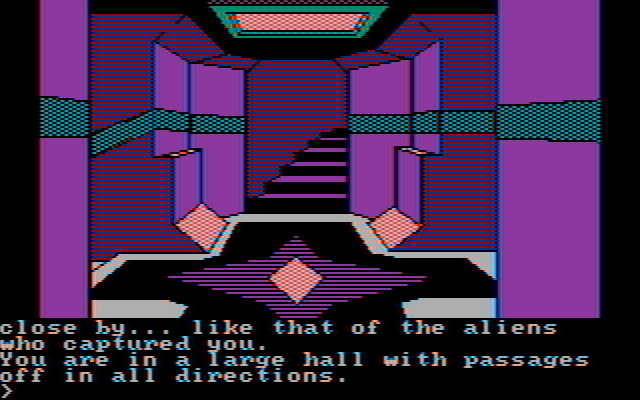 Oo-Topos IBM PC/Compatibles Screenshot: At an intersection...I'll pass through here many times in my adventure.
