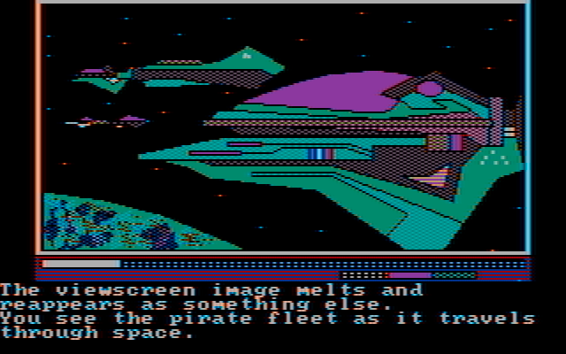 Oo-Topos IBM PC/Compatibles Screenshot: A view of a fleet traveling through space...