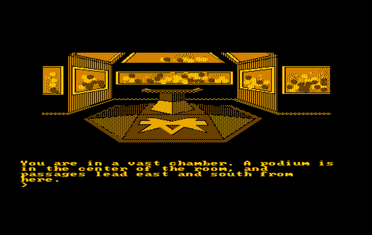 Oo-Topos IBM PC/Compatibles Screenshot: This room has a podium...