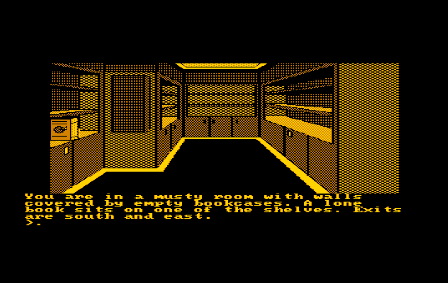 Oo-Topos IBM PC/Compatibles Screenshot: This room is rather musty with one, lone book...