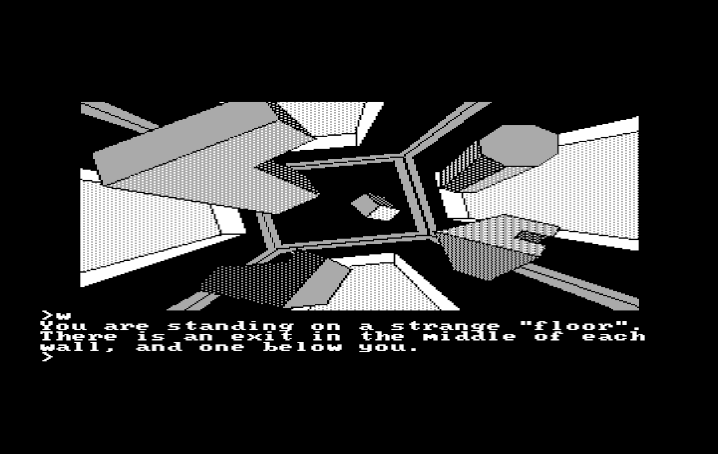 Oo-Topos IBM PC/Compatibles Screenshot: Interesting, this room is rather abstract...