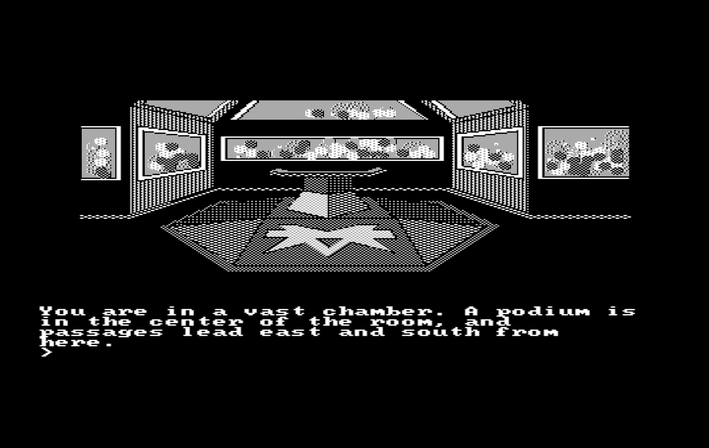 Oo-Topos IBM PC/Compatibles Screenshot: This room has a podium...
