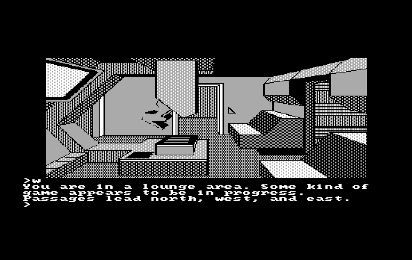 Oo-Topos IBM PC/Compatibles Screenshot: Some kind of lounge area...