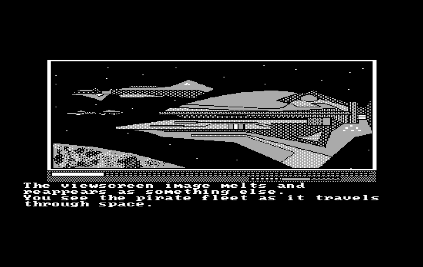 Oo-Topos IBM PC/Compatibles Screenshot: A pirate fleet traveling through space!