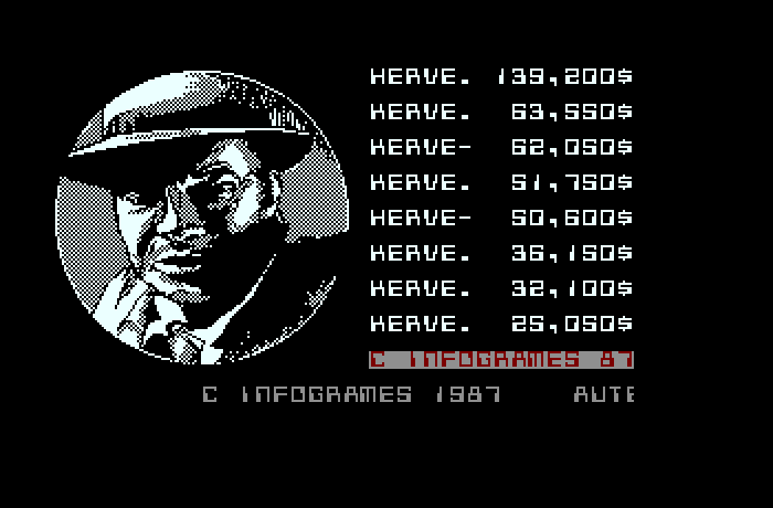 Prohibition Thomson TO Screenshot: High scores with information scrolling along the bottom.