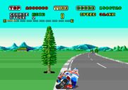 Super Hang-On for Arcade - Narrowly avoiding a tree!