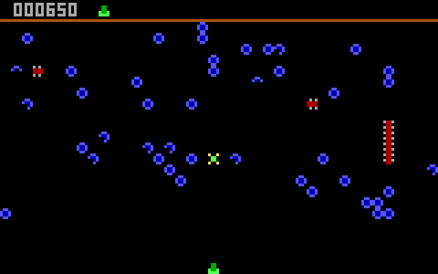 Exterminator, The IBM PC/Compatibles Screenshot: Like Centipede, there are different types of bugs to deal with.