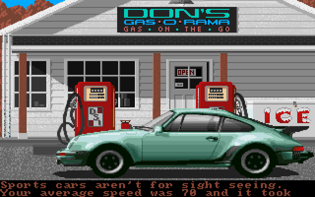 Test Drive Amiga Screenshot: The first gas stop...