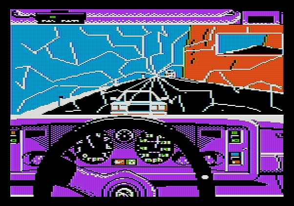 Test Drive Apple II Screenshot: Oops, that's a crash...
