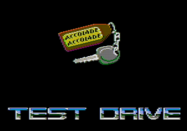 Test Drive Apple II Screenshot: Title screen.