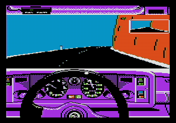 Test Drive Apple II Screenshot: Game start.