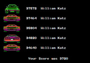 Test Drive for Apple II - High scores.