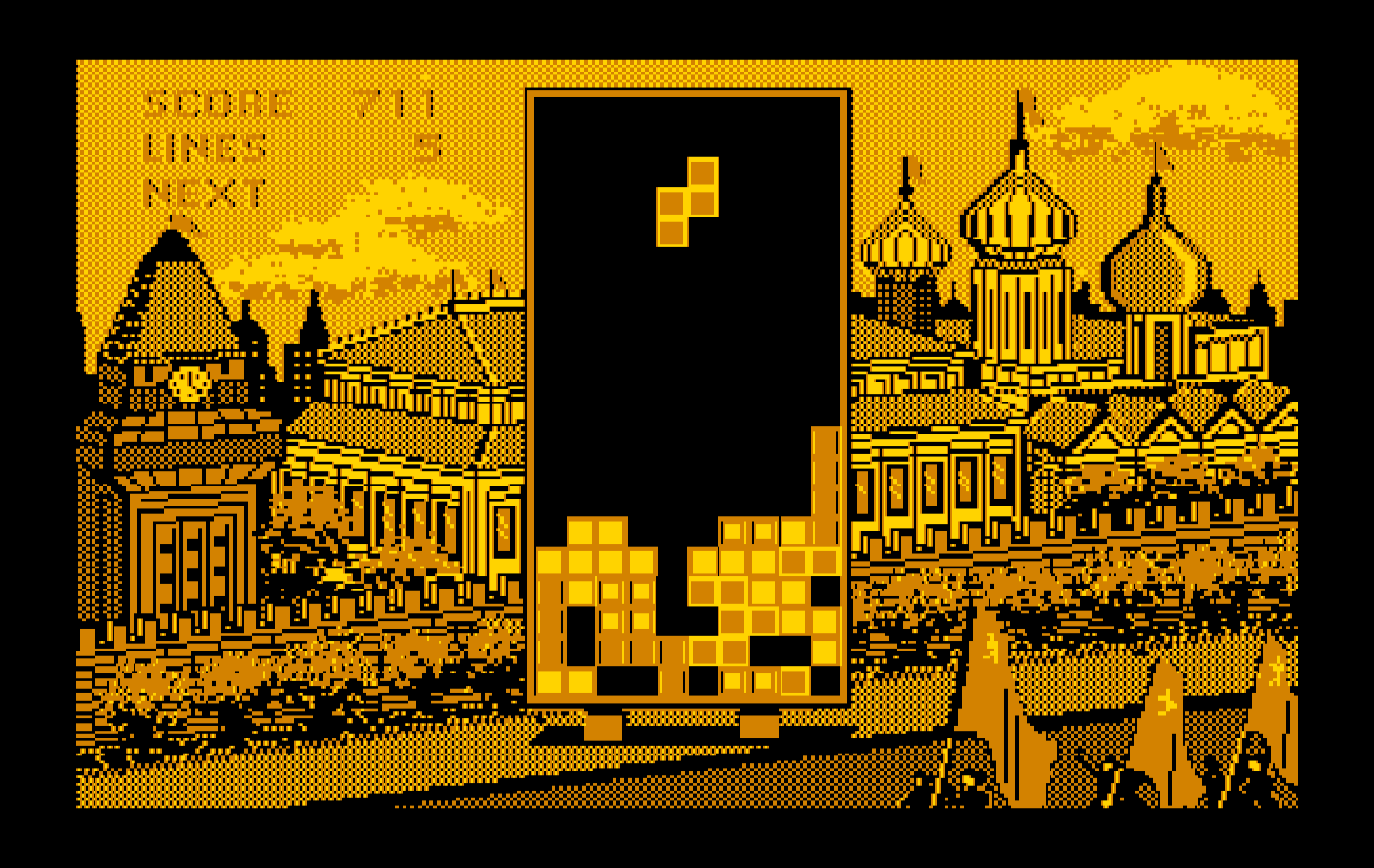 Tetris IBM PC/Compatibles Screenshot: The screen starts to fill up...