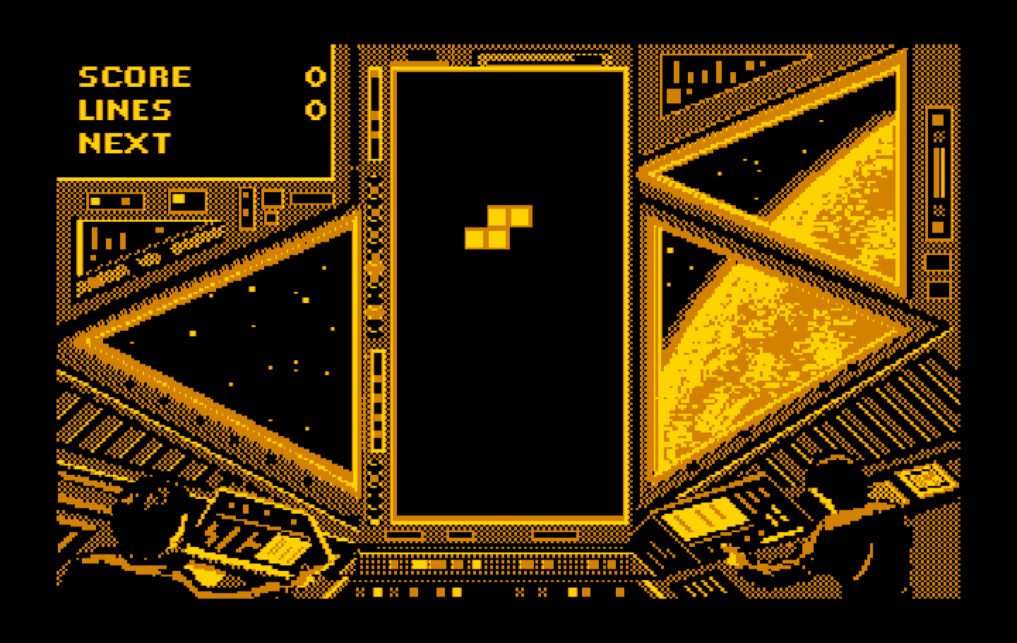 Tetris IBM PC/Compatibles Screenshot: Game start on a tougher level.