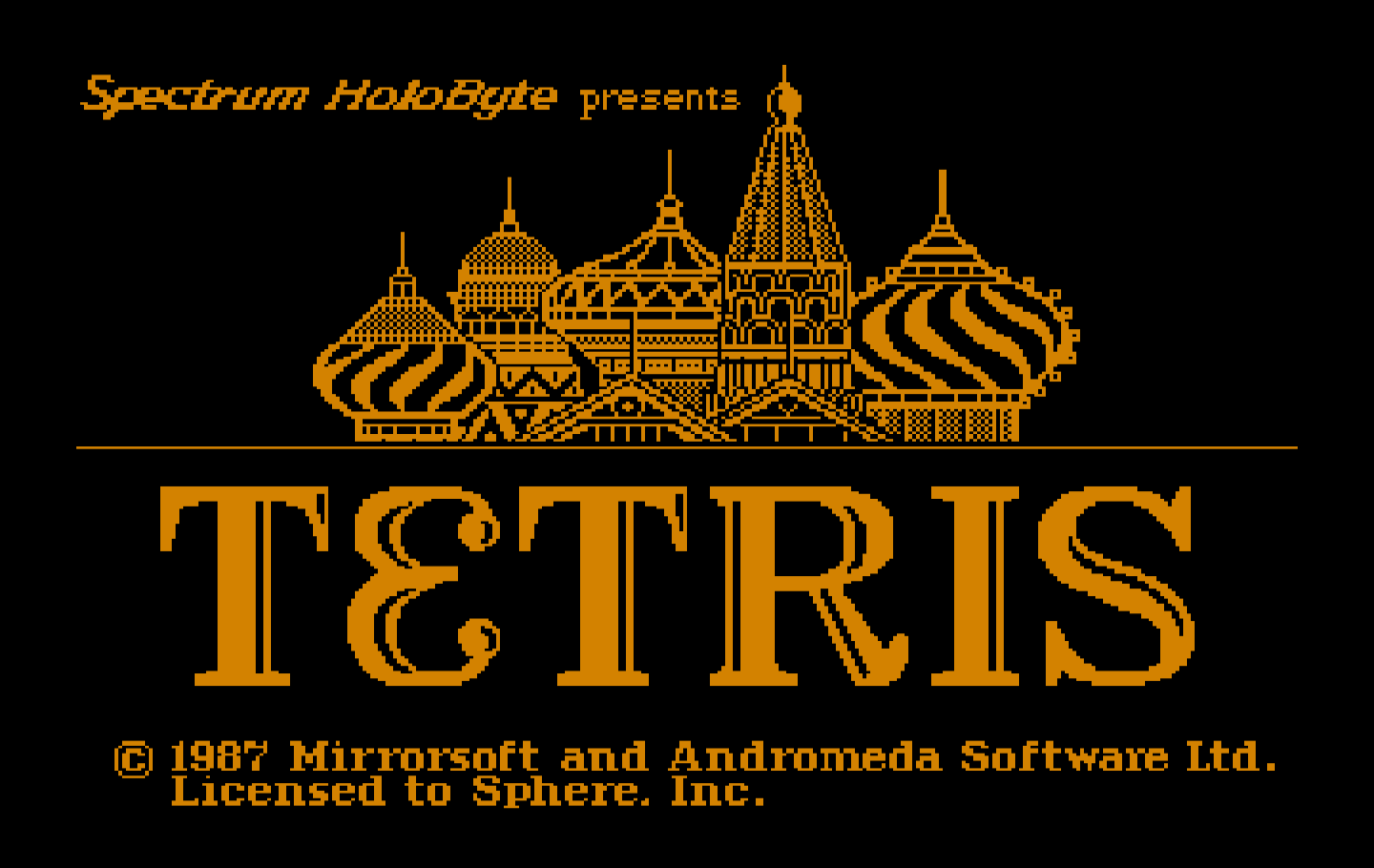 Tetris IBM PC/Compatibles Screenshot: Title screen.