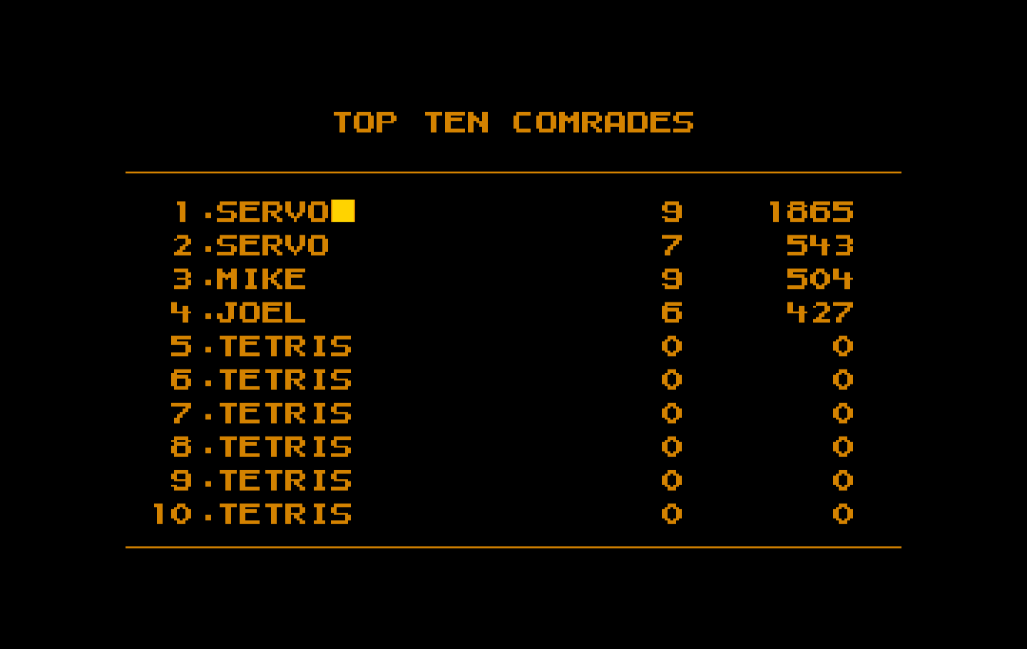 Tetris IBM PC/Compatibles Screenshot: A new high score!